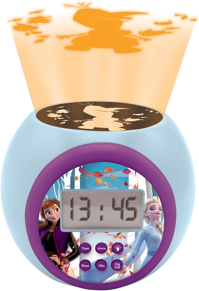 Lexibook RL977FZ Frozen 2 Anna and ELSA Projector Alarm Clock Disney with Snooze Function and Alarm