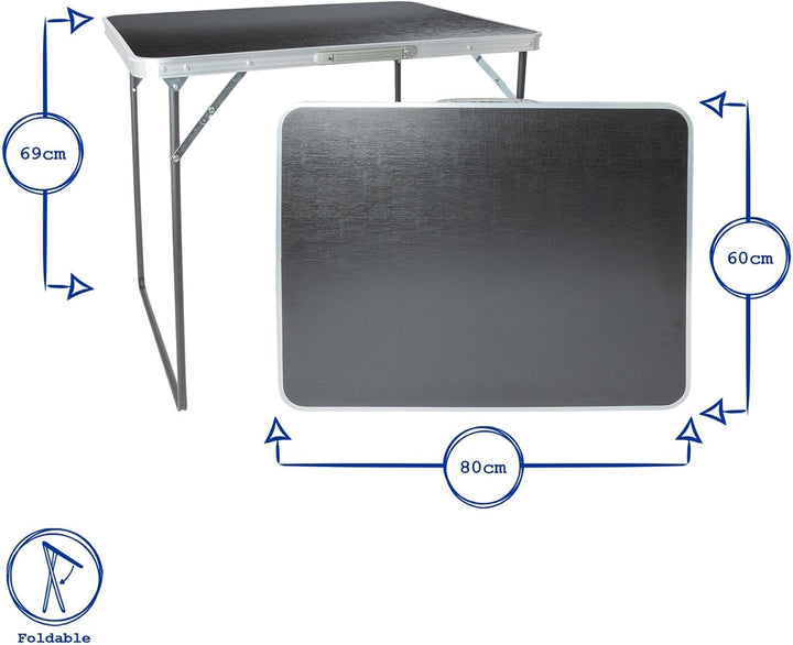 Harbour Housewares 1x Weiss 80cm x 60cm Klappbarer Campingtisch aus Metall - Klein Faltbar Tragbar D