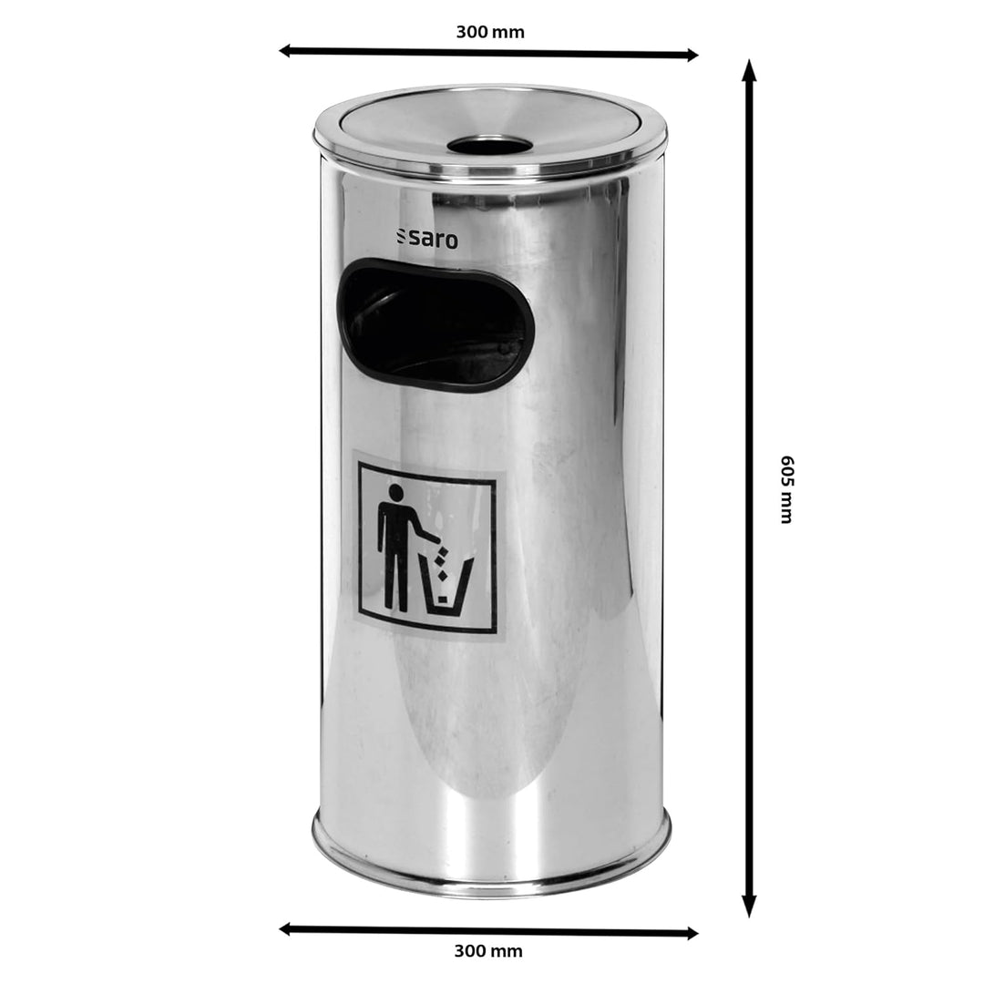 Saro REMCO Abfalleimer/Standascher, Edelstahl, Silber, 30 x 30 x 62 cm