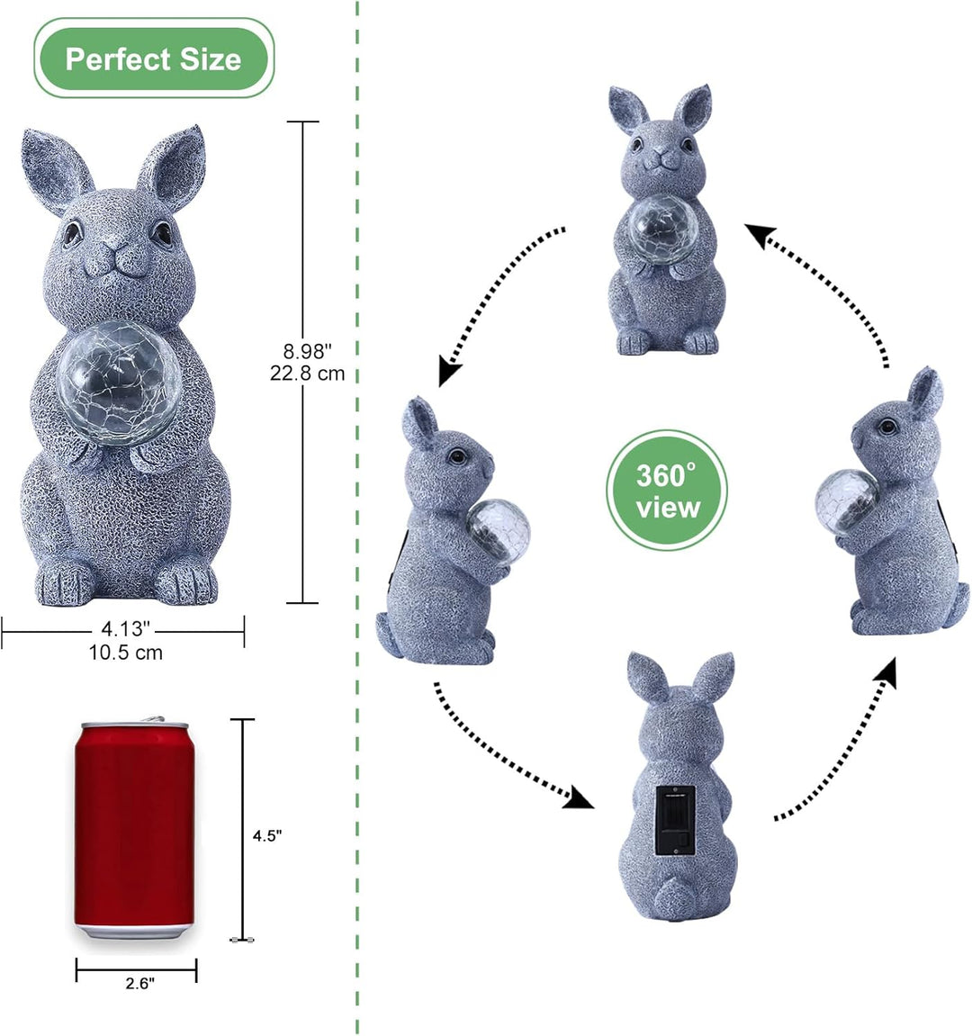 Yeomoo Kaninchen Figuren mit Solar Ball Deko Wohnzimmer Gartendeko: Hase Gartenfiguren Geschenke für
