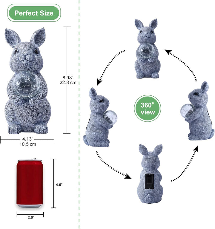Yeomoo Kaninchen Figuren mit Solar Ball Deko Wohnzimmer Gartendeko: Hase Gartenfiguren Geschenke für