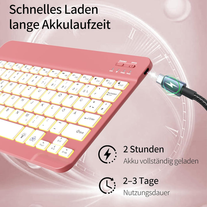 Hülle mit Tastatur für iPad A16 2025 / iPad 10. Generation 2022, RGB Bluetooth Magnetische Tastatur,
