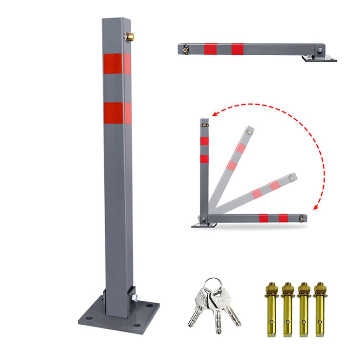 Ansobea Parkpfosten mit 3 Schlüssel klappbar Absperrpfosten, Stahl Parkplatzsperre Parkplatzsperren
