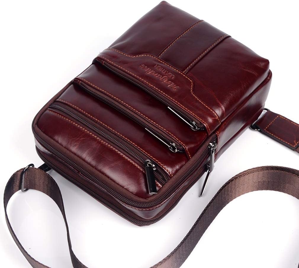 Umhängetasche aus Leder Schulter Crossbody Reisetasche für Herren Frauen 