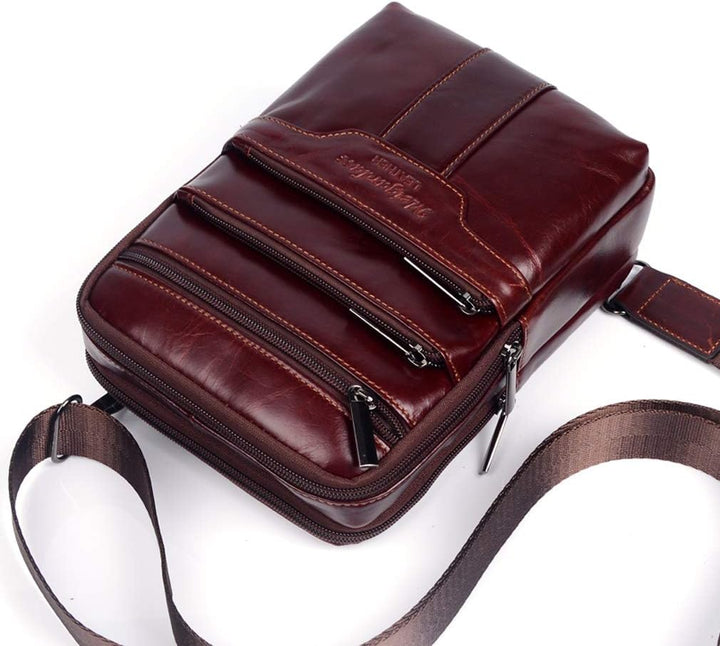 Umhängetasche aus Leder Schulter Crossbody Reisetasche für Herren Frauen 