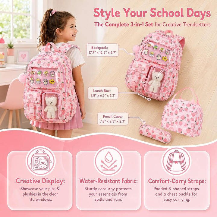 Jumpopack Schulrucksack Mädchen Grundschule Ita Rucksack Set für Teenager Mädchen Schultaschen-Set f