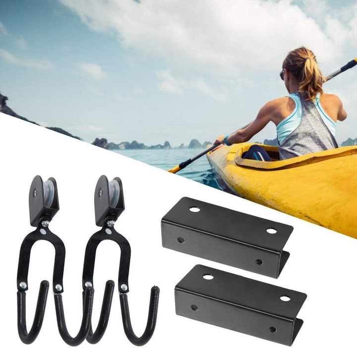 Alomejor Kayak Hoist Lift Hoist System für Kajaks Kanus und Fahrräder Schwarz Finish 125 Pfund Decke