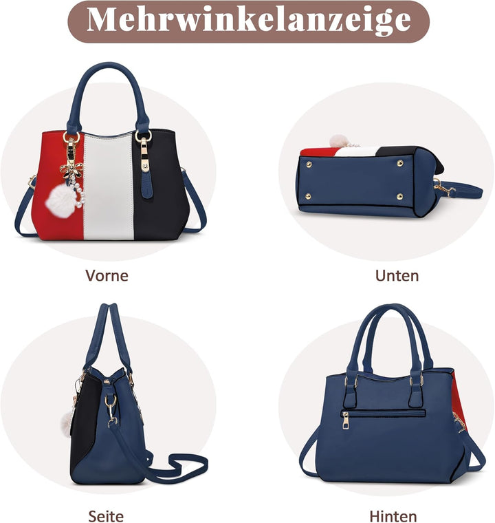 DORRISO Damen Handtasche Mode Pompons Anhänger Umhängetasche Elegantes Casual Reise Handtasche Fraue