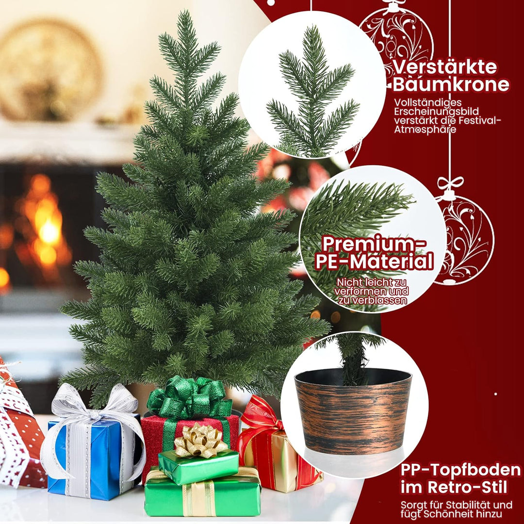 GOPLUS Mini-Weihnachtsbaum 60cm, Künstlicher Tisch Weihnachtsbaum mit 50 Zweigen & Sockel, 100% PE-S