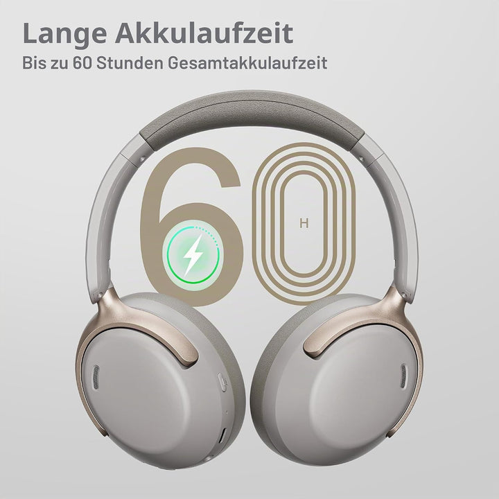 LORELEI QC30 Hybrid-Kopfhörer mit aktiver Geräuschunterdrückung, kabellose Over-Ear-Headsets, 60 Stu