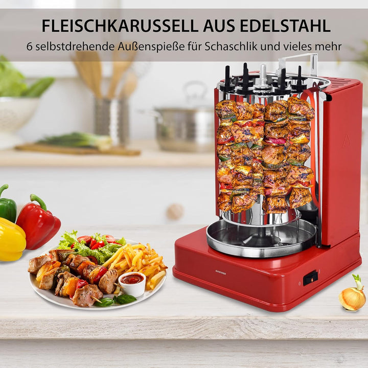 Syntrox Germany Vertikal-Multigrill Dönergrill Gyrosgrill Schaschlikgrill Rotisserie Hähnchengrill R
