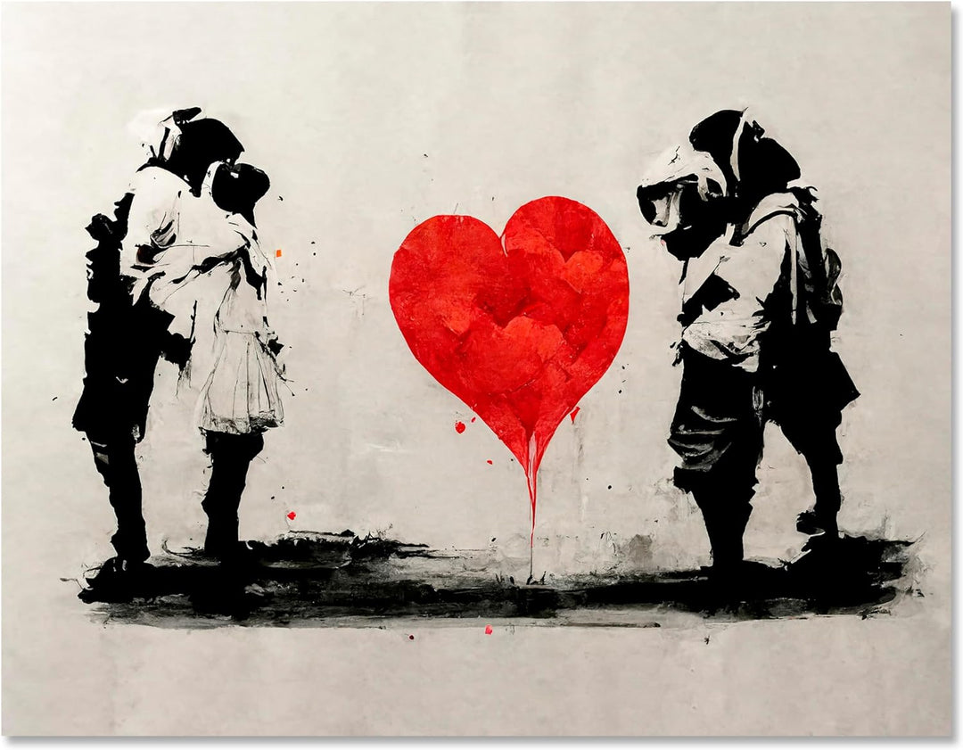 wandmotiv24 Leinwandbild Kunst, 60x45cm, Querformat, Herz, Digital Art, Deko, Bilder auf Leinwand, W