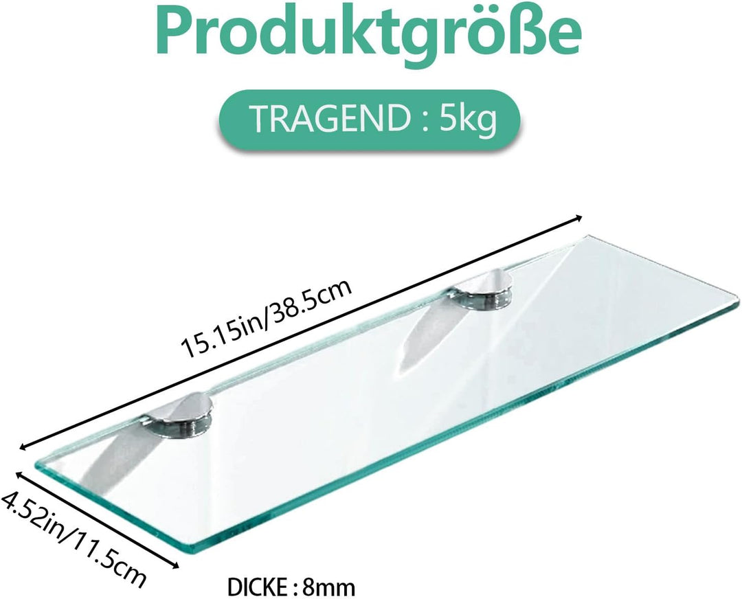 Glasregal, Glasablage Bad, 8mm Hartglas Glasregal Badezimmer, Montage Von Metallhalterungen, Für Bad