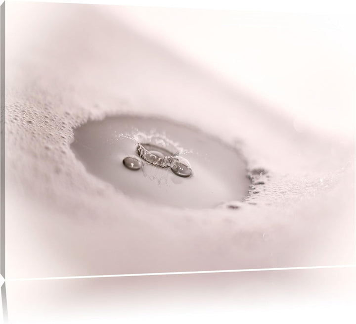 Pixxprint Wassertropfen im Schaum auf Leinwand, XXL riesige Bilder fertig gerahmt mit Keilrahmen, Ku