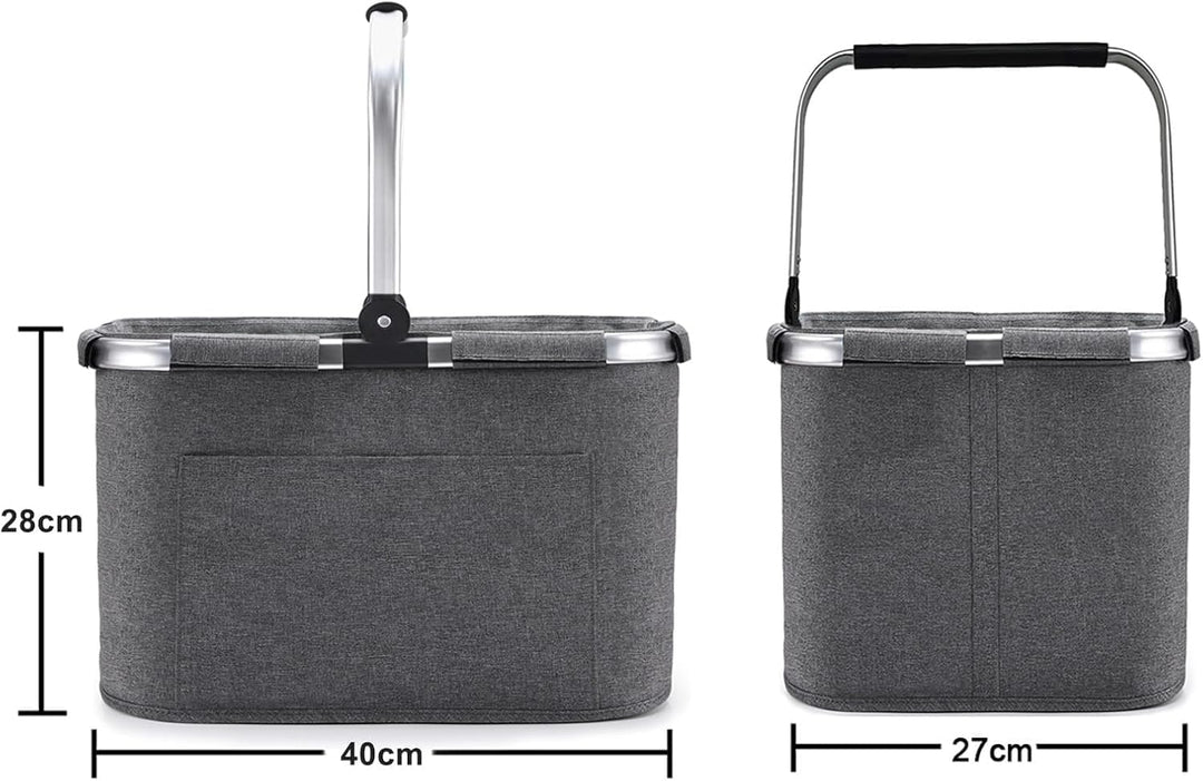 30L Familie Einkaufstasche Einkaufskorb Faltbar Tragekorb Gross Picknickkorb Klappkorb Reisetasche P