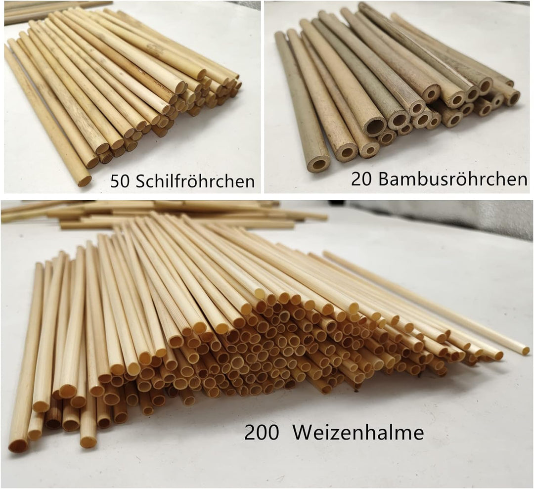 Super Idee 200 Weizenhalme + 50 Schilfröhrchen + 20 Bambusröhrchen Fertigröhrchen 20cm Niströhren Fü