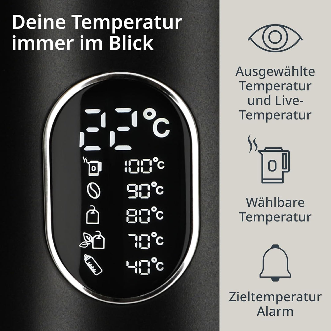ADE Energiesparender Wasserkocher mit Temperatureinstellung 40-100°C | 1,5 l | Edelstahl | BPA-frei