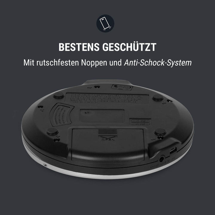OneConcept CDC 100MP3 - Discman mit Netz- oder Batteriebetrieb, USB, Formate: CD, CD-R, CD-RW und MP