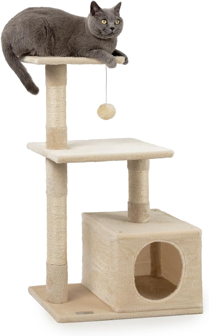 lionto Kratzbaum Kletterbaum Katzenkratzbaum Katzenbaum Höhe 85 cm, beige, Beige