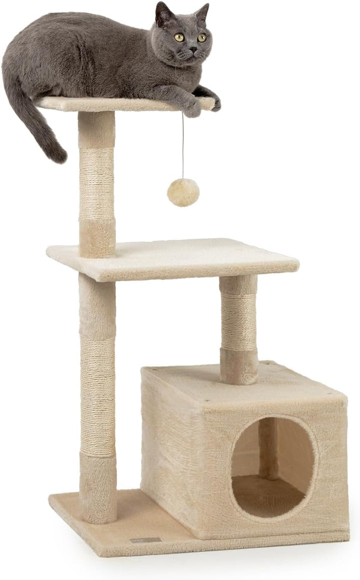lionto Kratzbaum Kletterbaum Katzenkratzbaum Katzenbaum Höhe 85 cm, beige, Beige