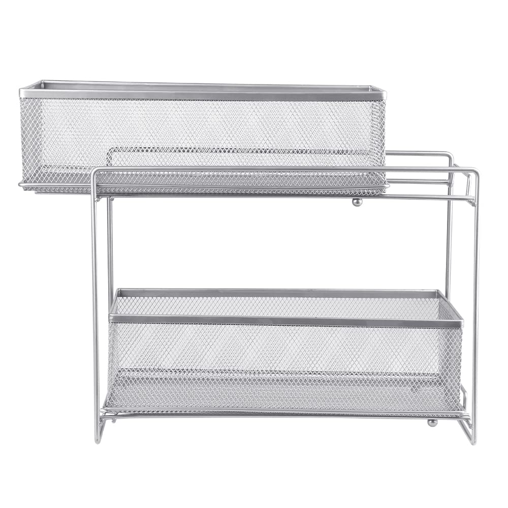 HUOLE 2 Tier Organizer mit Speicher Unter Waschbecken Schiebeschrank Korb herausziehen Snack Organiz