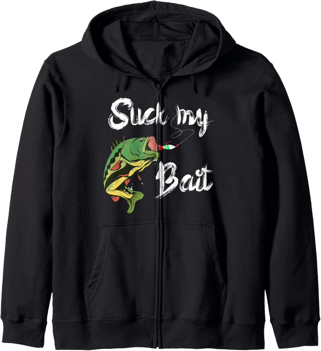 Suck My Bait Angeln Barsch Perch Petri Wels Angeln Geschenk Kapuzenjacke