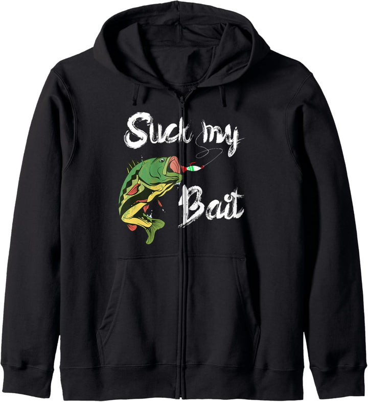 Suck My Bait Angeln Barsch Perch Petri Wels Angeln Geschenk Kapuzenjacke