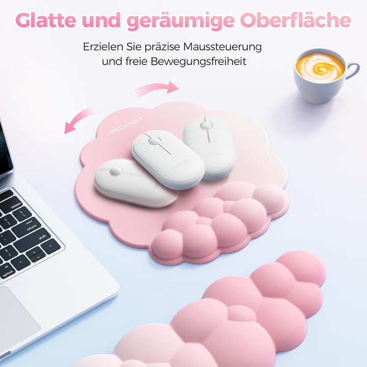 TECKNET Wolke Handballenauflage Tastatur, Mauspad mit Handauflage, Ergonomische Handauflage Tastatur