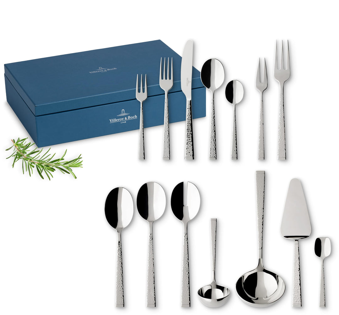 Villeroy & Boch - Blacksmith Besteckset 70-teilig Silber, Spülmaschinenfest, Besteck Set für 12 Pers