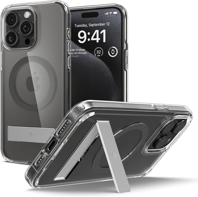 Spigen Ultra Hybrid S MagFit Hülle Kompatibel mit iPhone 15 Pro Kompatibel mit MagSafe -Graphite, Gr