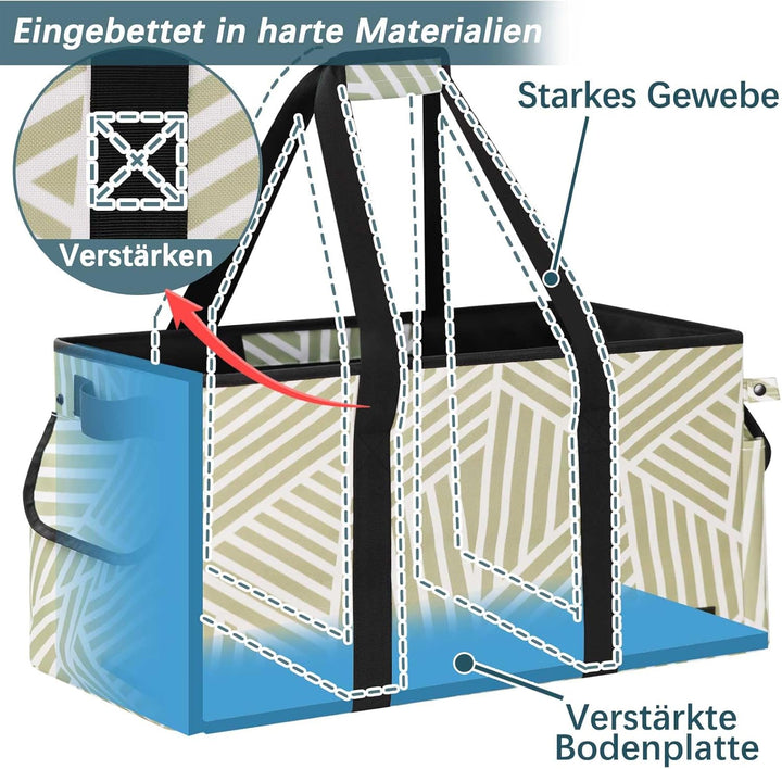 DSDCDJ 48L Einkaufskorb Faltbar – Stabiler Korb Einkaufen mit Verstärktem Boden – Einkaufstasche Gro