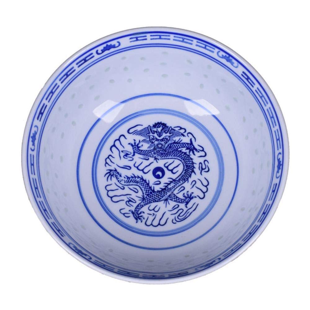 Chinesischer Drache Feines blaues und weisses Porzellan Reismuster Schalen Müslischalen Reisschalen