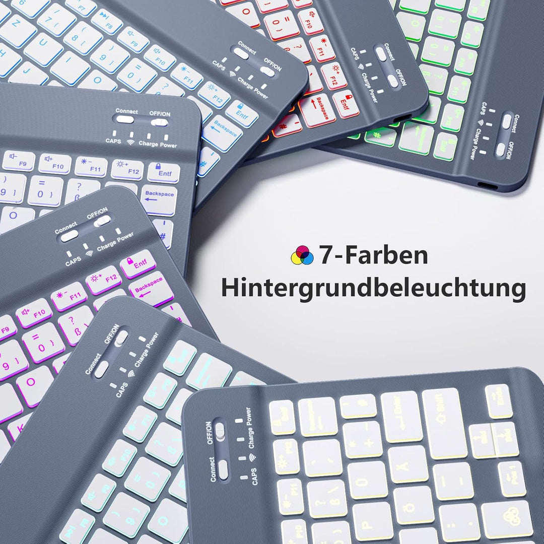 drivego Hülle mit Tastatur für iPad 11 Generation A16/10 Generation (11/10.9 Zoll, 2025/2022), 7-far