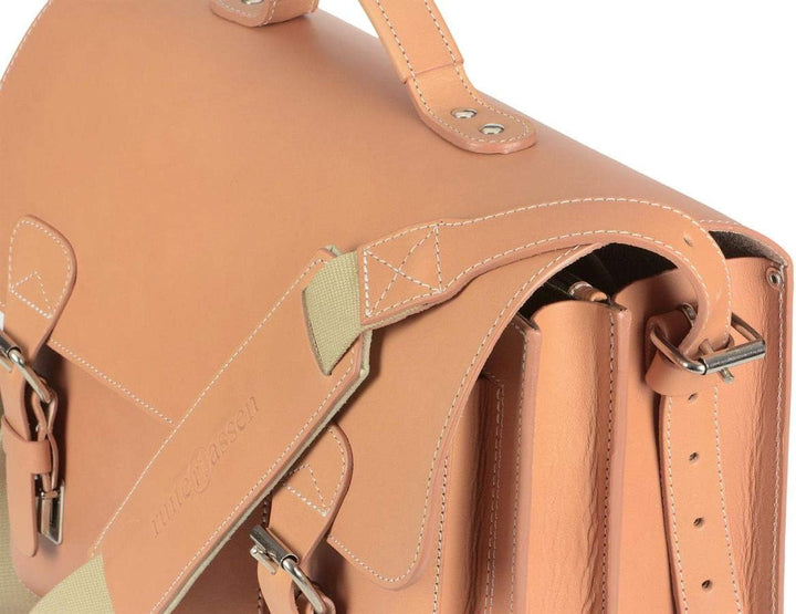 Ruitertassen Lehrertasche Leder Schultasche Aktentasche 2 Fächer Natur Tasche für Schule Uni Beruf D