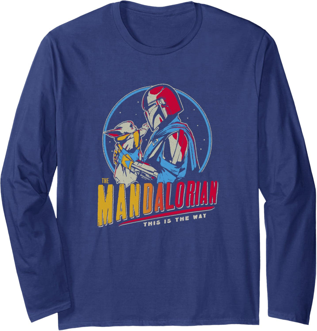 Star Wars: The Mandalorian Mando And Grogu Dark Rainbow Langarmshirt