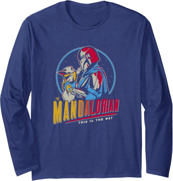 Star Wars: The Mandalorian Mando And Grogu Dark Rainbow Langarmshirt