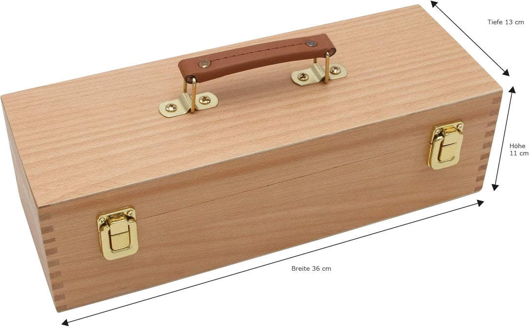 PAINTERSISTERS® Utensilienkoffer PAULI, 36x13 x11 cm Box aus nachhaltigem Buchenholz, Malkoffer, Org