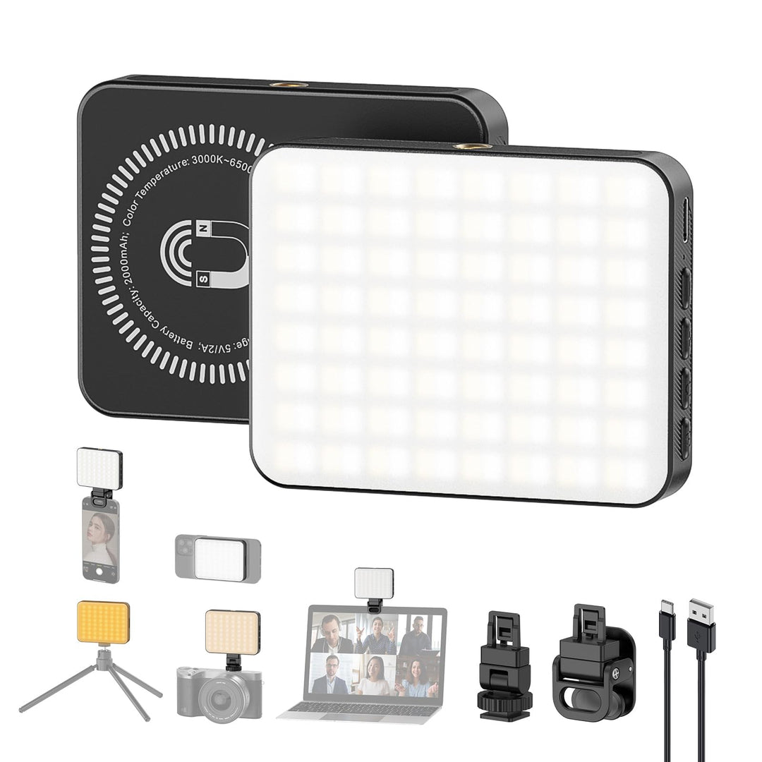 Smiling Shark Tragbar Video Licht, Camera Foto Licht mit Clip 2000mAh Wiederaufladbar 3 Farben CRI 8