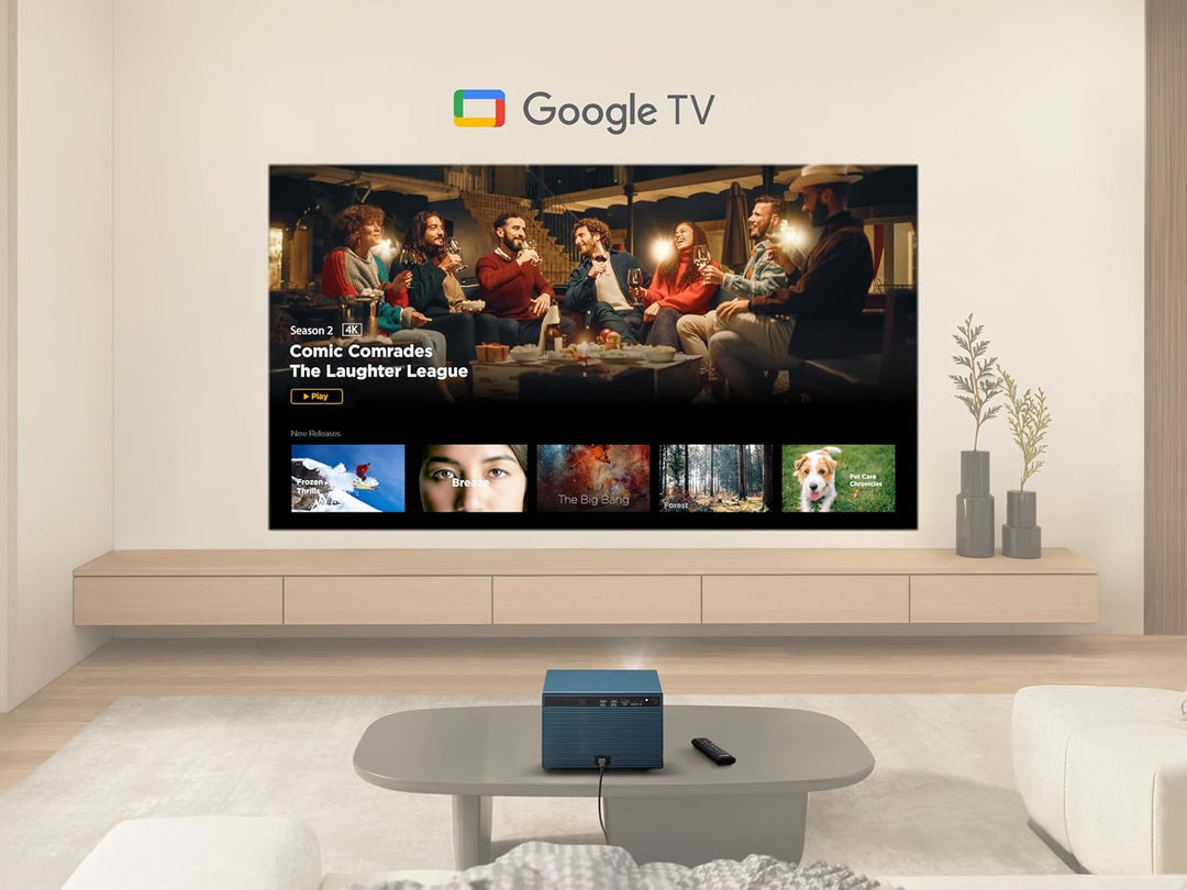 ViewSonic LX60HD Beamer Full HD 1080p mit Google TV, Mini Beamer für Heimkino, 630 ANSI Lumen, Autof