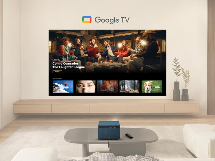 ViewSonic LX60HD Beamer Full HD 1080p mit Google TV, Mini Beamer für Heimkino, 630 ANSI Lumen, Autof