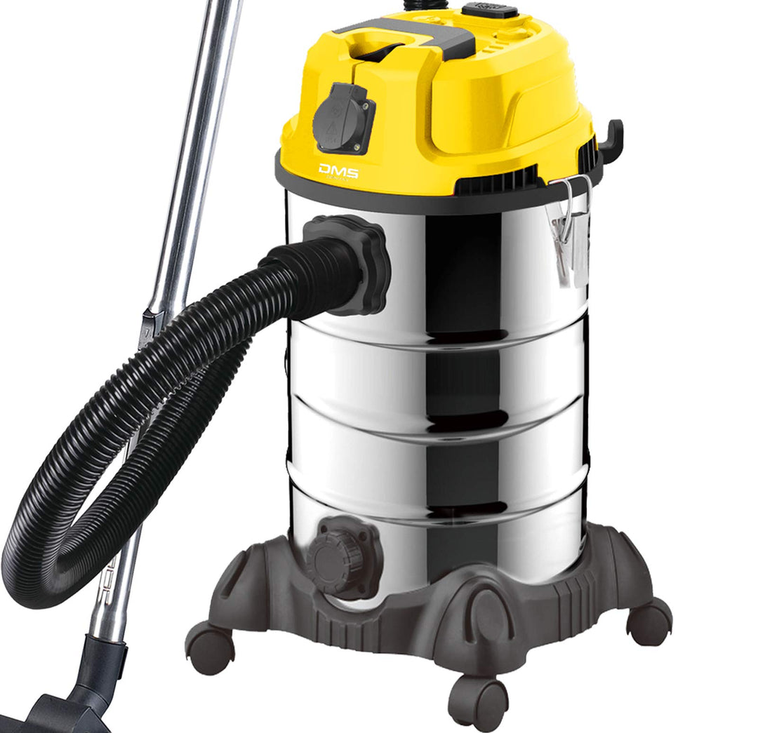 DMS Industriestaubsauger mit 2300 Watt | Nasssauger | Trockensauger | Edelstahl | Blasfunktion | Fil
