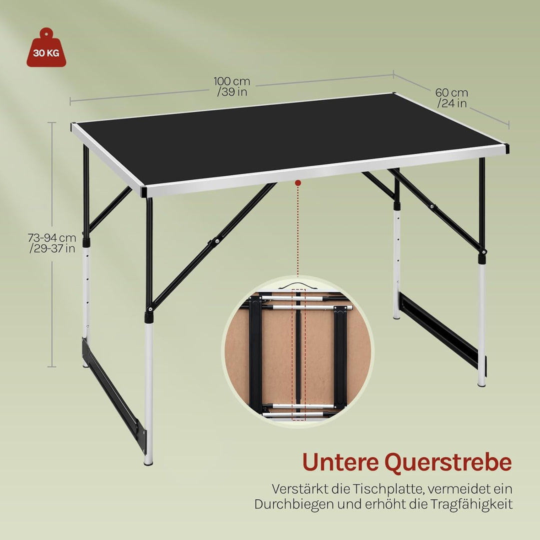 WOLTU® Campingtisch Klapptisch Gartentisch Arbeitstisch Balkontisch höhenverstellbar Aluminium Stahl