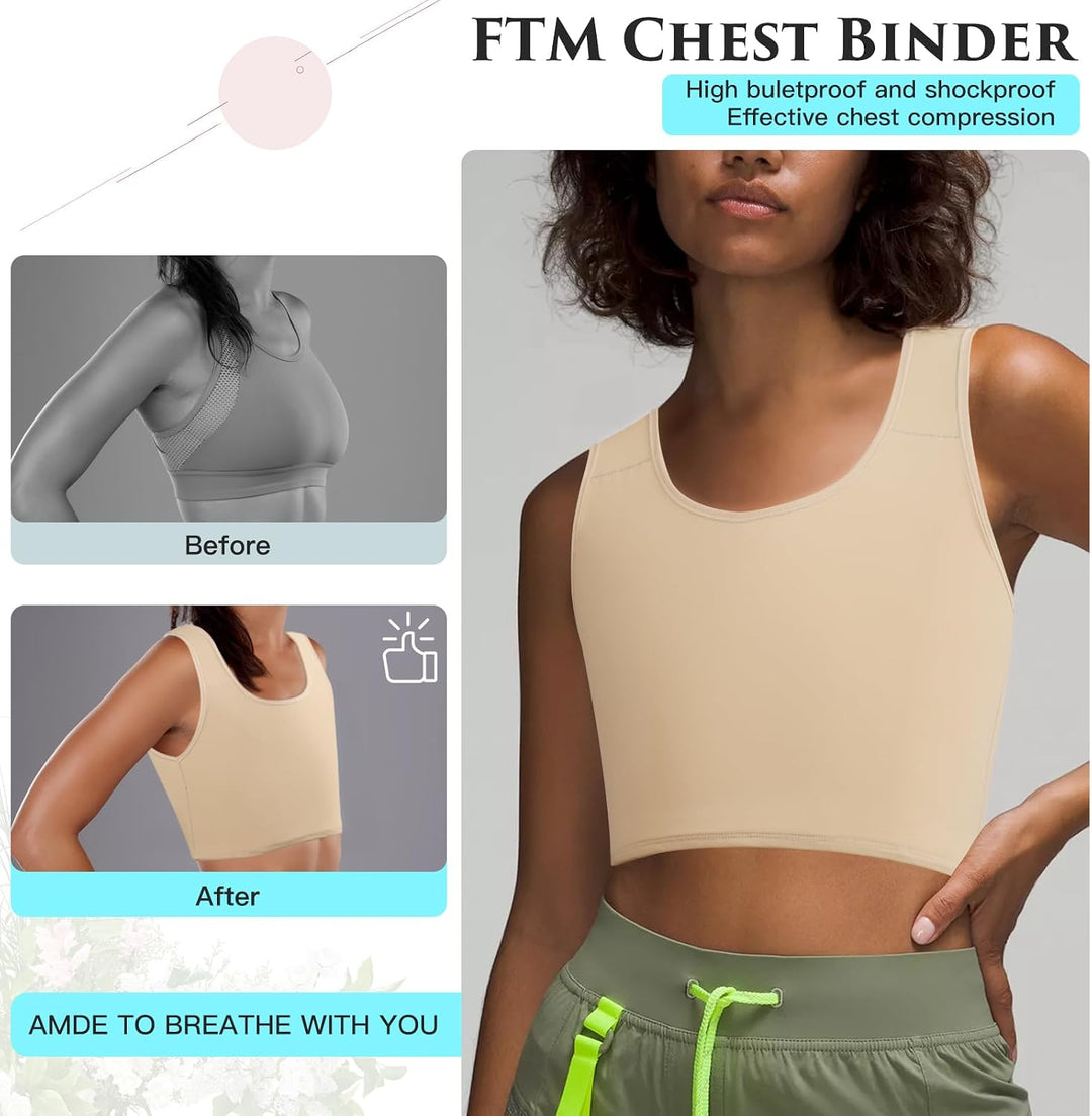 XUJI Halb Brust Binder Transgender Kompression FTM Pullover Design Binder XL Nude, XL Nude