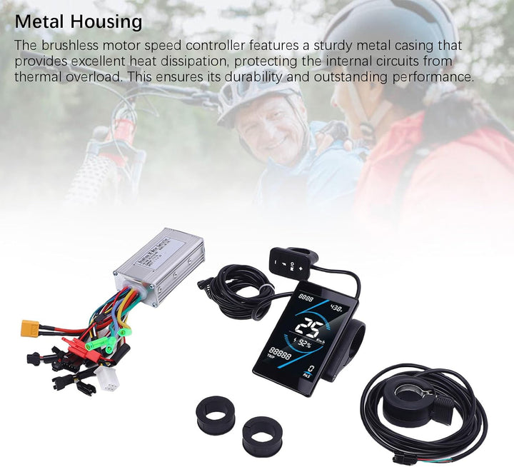 BuyWeek Elektrofahrrad Brushless Motor Controller Kit, 36V 48V 250W 350W 17A 3 Modus Sinuswelle Cont