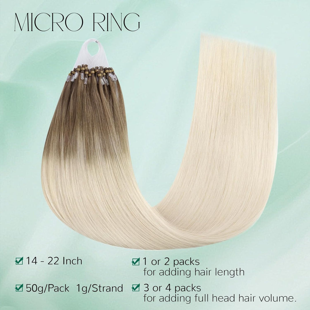 Easyouth Echthaar Microring Extensions Ombre Aschbraun Micro Loop Extensions Echthaar Naturlich Micr