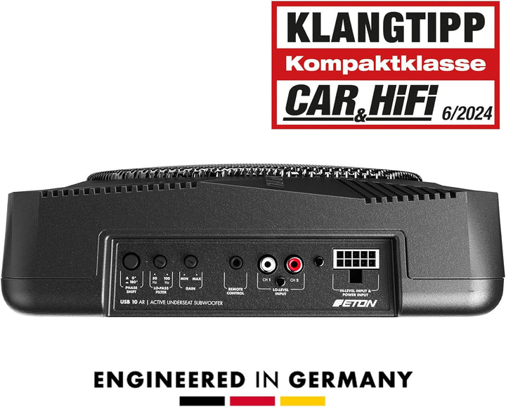 ETON USB 10 AR – sehr kompakter 25 cm / 10 Zoll Untersitz Aktiv Subwoofer für PKWs und Wohnmobile, l