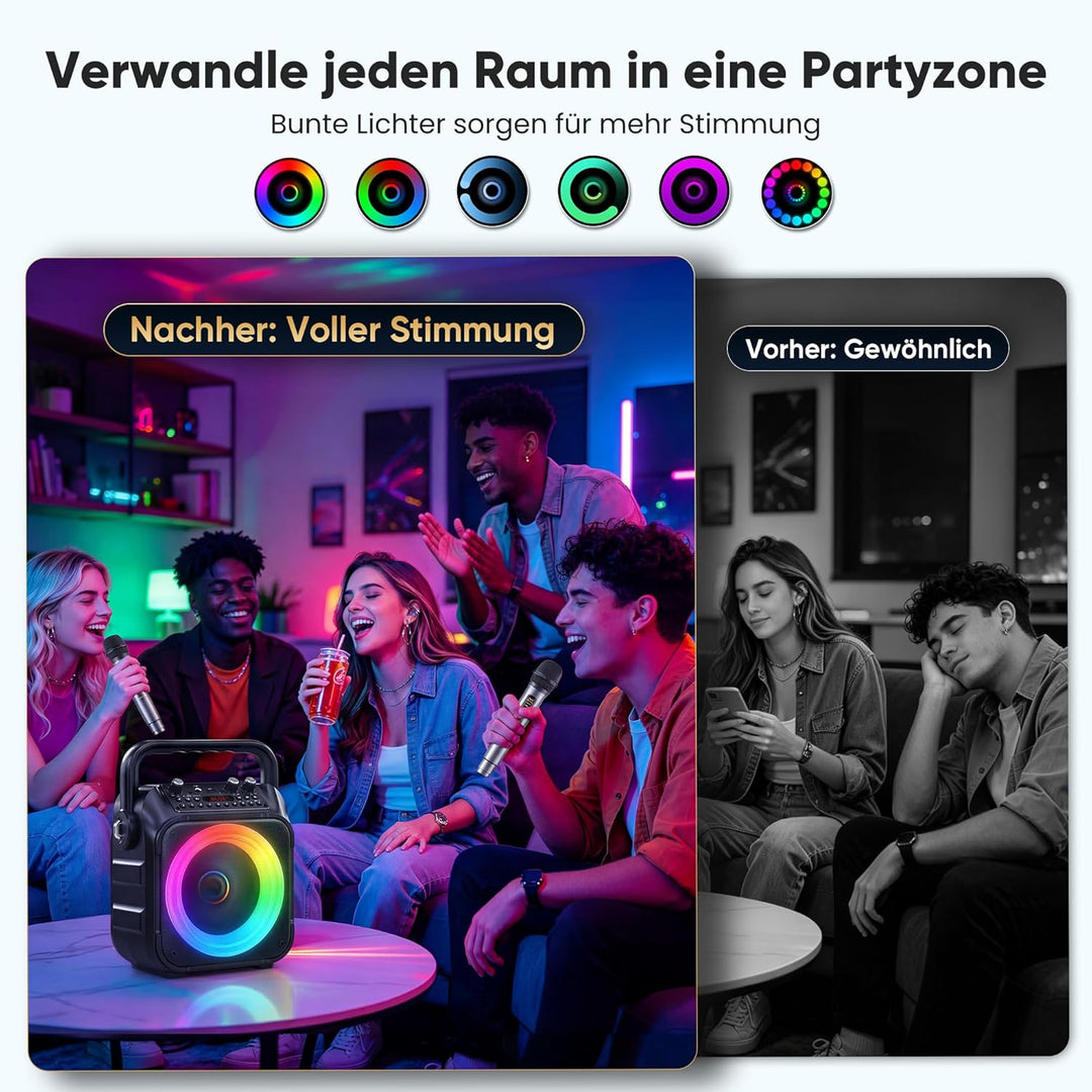 Karaoke Maschine mit 2 Karaoke Mikrofonen: Singingmate Karaoke Anlage mit 2 Mikrofonen für Erwachsen