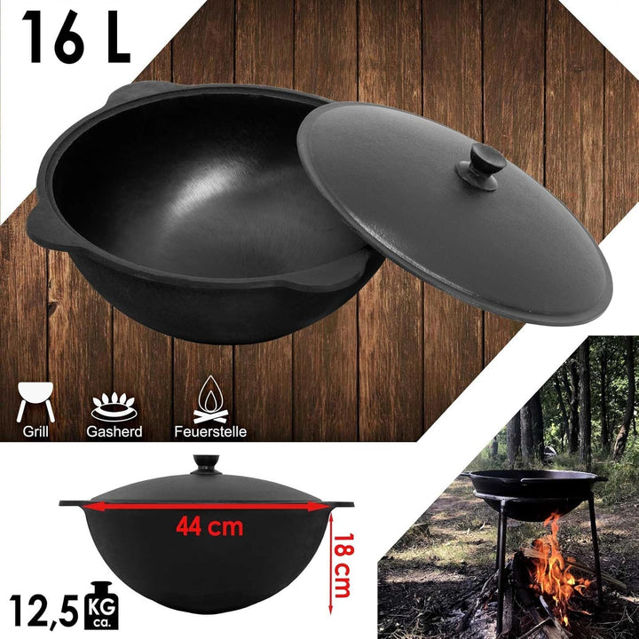 Ø41cm Uchag 2mm stahl Utschak Feuerstelle Utschag Campingofen 16L Kazan WOK Kasan (Runder boden) Fel