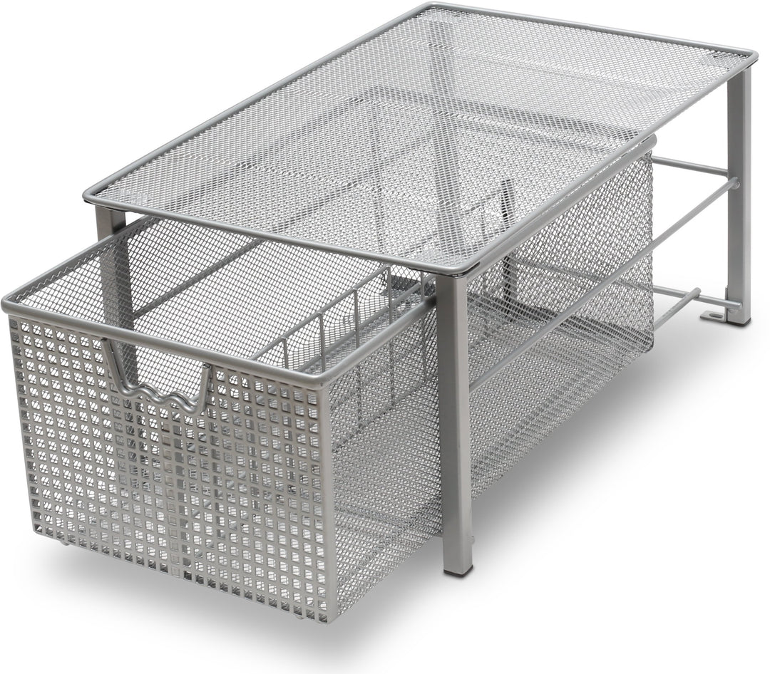 DecoBros Mesh Cabinet Basket Organizer, silber (gross 10.6 x 16 x 7.8) Large - 10 x 15.8 x 7.5, Larg