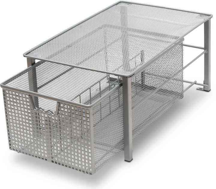 DecoBros Mesh Cabinet Basket Organizer, silber (gross 10.6 x 16 x 7.8) Large - 10 x 15.8 x 7.5, Larg